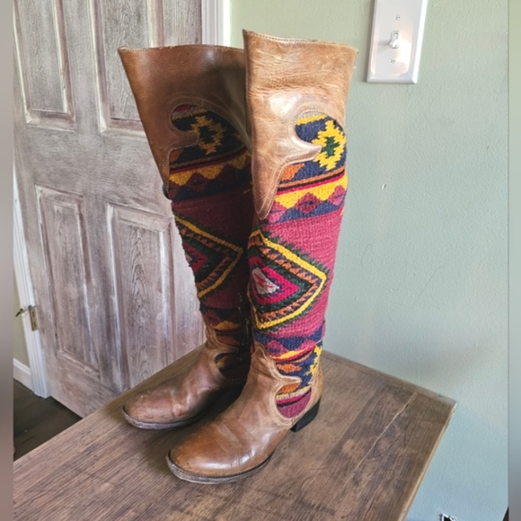 Colorful Patterned Knee-High Boots - Picture 4 of 16